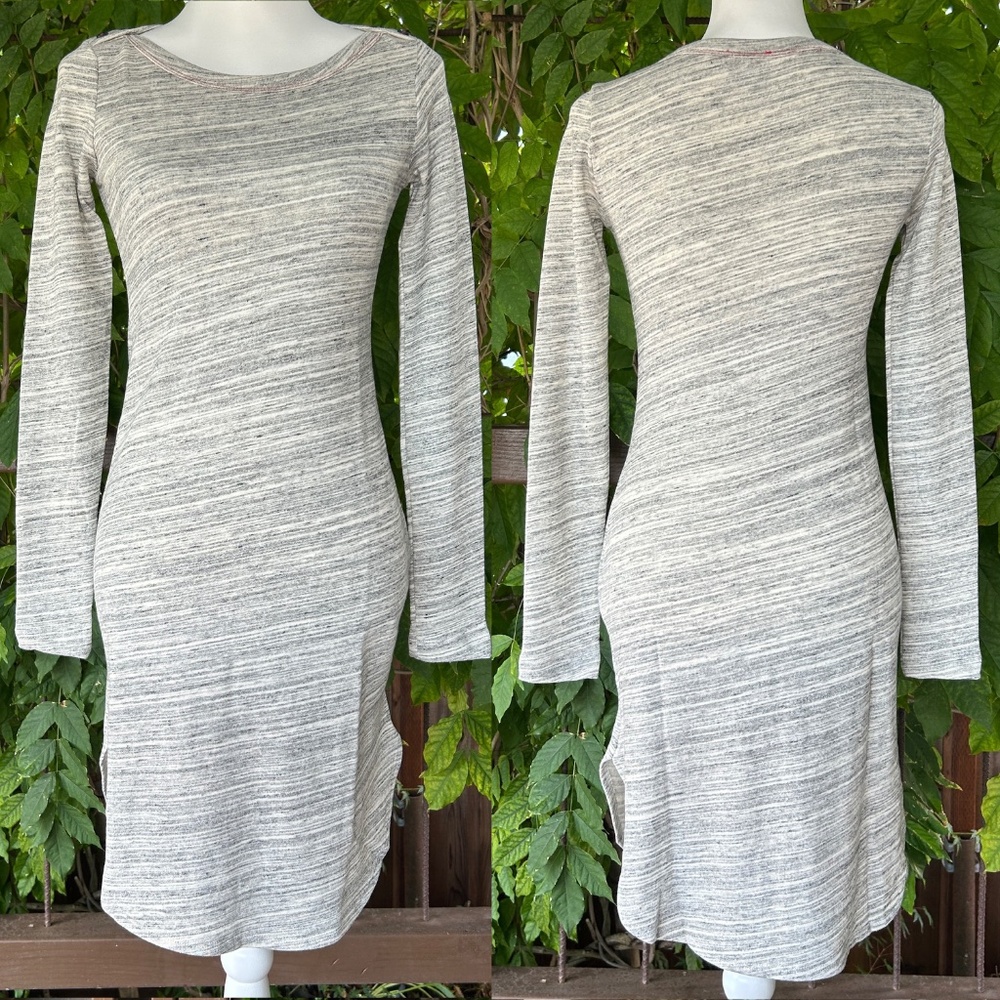 Anthropologie Left of Center NWOT Sweatshirt Dress XS Grey/white striped cotton